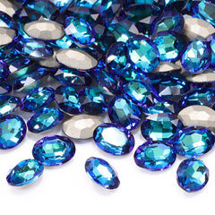 Bermuda Blue Oval Shape High Quality Glass Pointed Back Fancy Rhinestones WholesaleRhinestone
