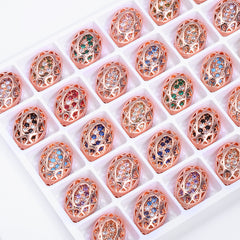 Oval Shape Rose Gold Plated High-Quality Sew-on Alloy Charms Inlaid Cubic Zirconia WholesaleRhinestone