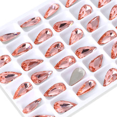 Light Peach Teardrop Shape High Quality Glass Pointed Back Fancy Rhinestones WholesaleRhinestone