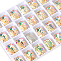 Luminous Green Thin Octagon Shape High Quality Glass Pointed Back Fancy Rhinestones WholesaleRhinestone