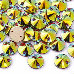 Siam AB Rivoli Shape High Quality Glass Sew-on Rhinestones WholesaleRhinestone