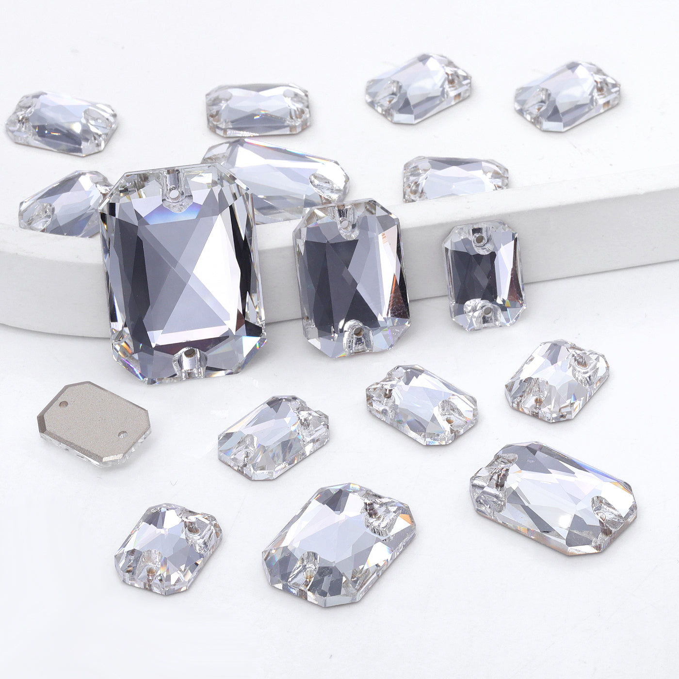 Mixed Sizes Crystal Octagon Shape High Quality Glass Sew-on Rhinestones WholesaleRhinestone