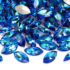 Bermuda Blue Navette Shape High Quality Glass Pointed Back Fancy Rhinestones WholesaleRhinestone