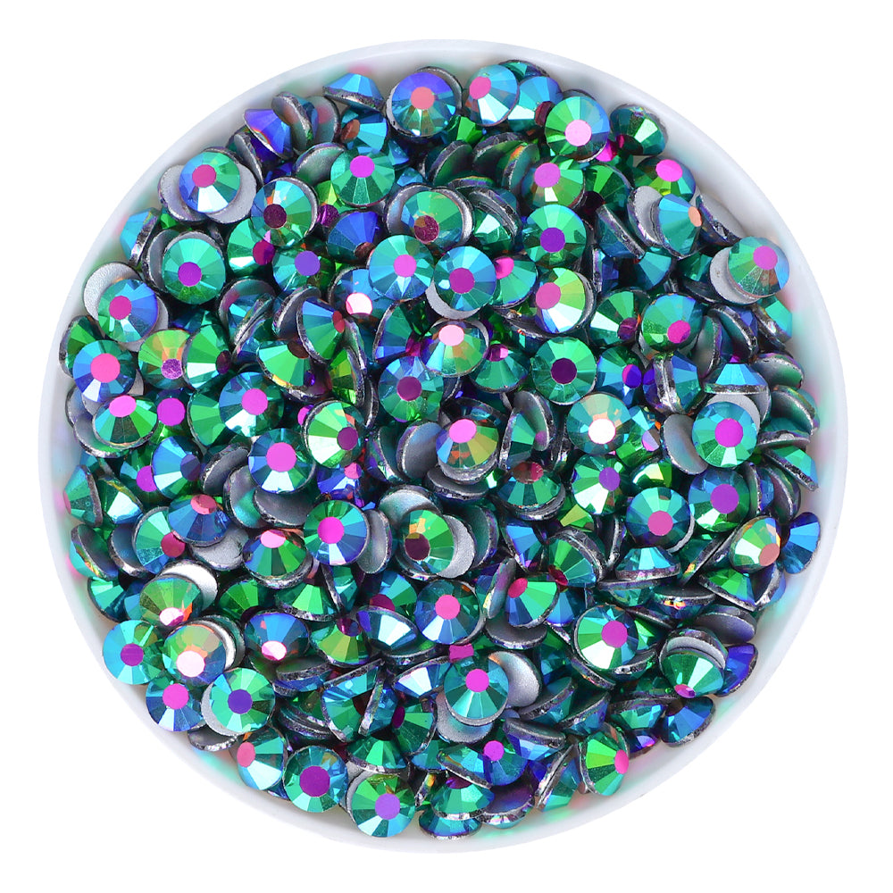 Peacock Green Glass FlatBack Rhinestones Silver Back WholesaleRhinestone