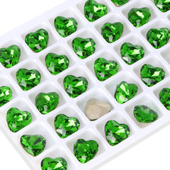 Fern Green Heart Shape High Quality Glass Pointed Back Fancy Rhinestones WholesaleRhinestone