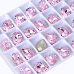 Light Rose Pear Shape High Quality Glass Pointed Back Fancy Rhinestones WholesaleRhinestone