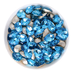 Aquamarina Forma de pêra Vidro apontado por strass chiques