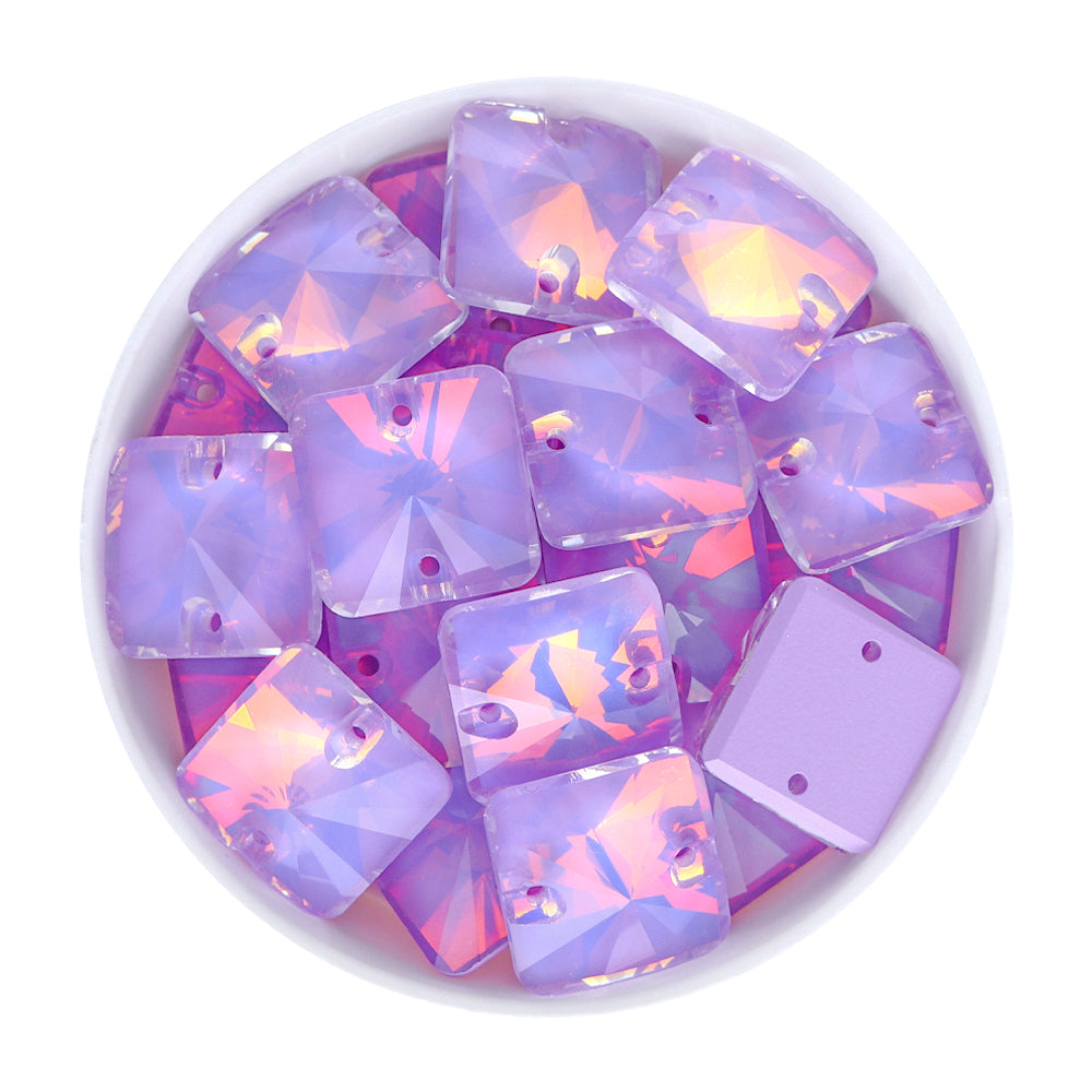 Lavender AM Rivoli Square Shape High Quality Glass Sew-on Rhinestones WholesaleRhinestone