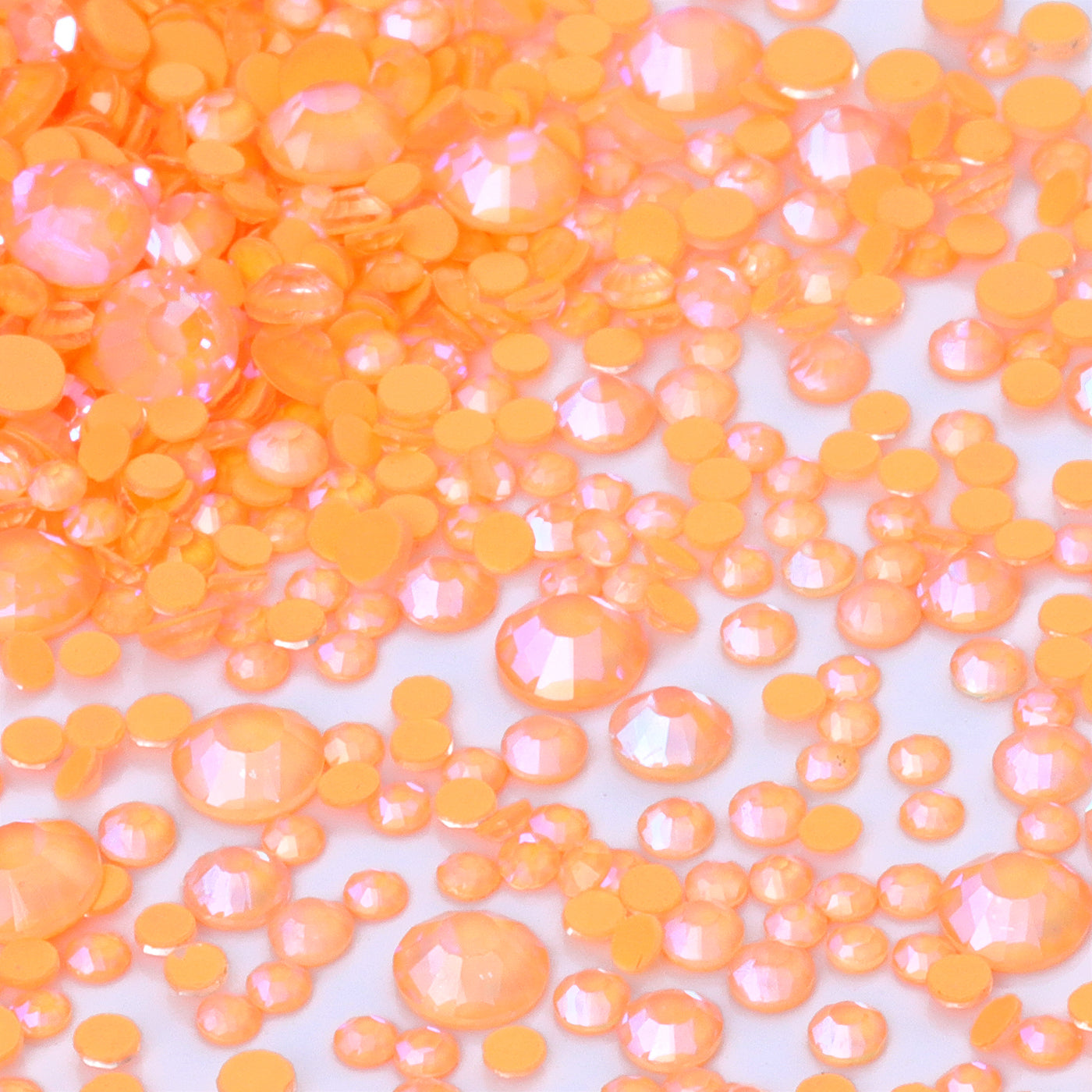 Mixed Sizes Neon Coral Orange AB Glass Flat Back Rhinestones For Nail Art WholesaleRhinestone