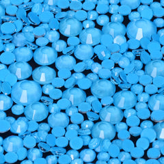 Mixed Sizes Mocha Neon Aquamarine Glass Flat Back Rhinestones For Nail Art WholesaleRhinestone