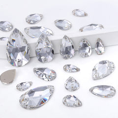 Mixed Sizes Crystal Drop Shape High Quality Glass Sew-on Rhinestones WholesaleRhinestone
