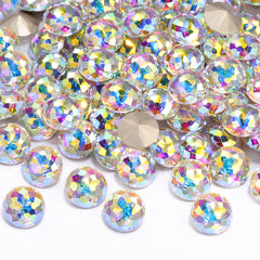 Crystal AB Dome Round Shape High Quality Glass Pointed Back Fancy Rhinestones WholesaleRhinestone