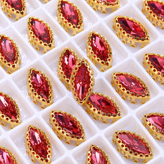 Rose Navette Shape High-Quality Glass Sew-on Nest Hollow Claw Rhinestones WholesaleRhinestone