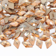 Rhombus Shape Golden Shadow Glass Flat Back Fancy Rhinestones