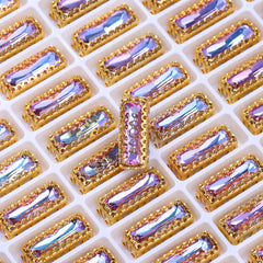 Vitrail Light Princess Baguette Shape High-Quality Glass Sew-on Nest Hollow Claw Rhinestones WholesaleRhinestone