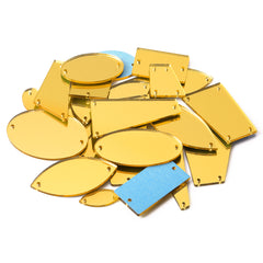 Light Golden Mixed Shapes Acrylic Sew-on Mirror For Dance Costume WholesaleRhinestone