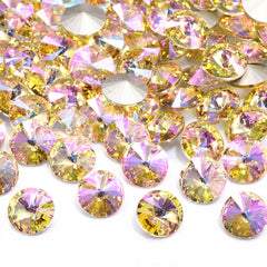 Luminous Green Rivoli Shape High Quality Glass Pointed Back Fancy Rhinestones