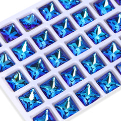 Bermuda Blue Princess Square Shape High Quality Glass Pointed Back Fancy Rhinestones WholesaleRhinestone