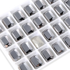 Jet Metallic Silver Thin Octagon Shape High Quality Glass Pointed Back Fancy Rhinestones WholesaleRhinestone
