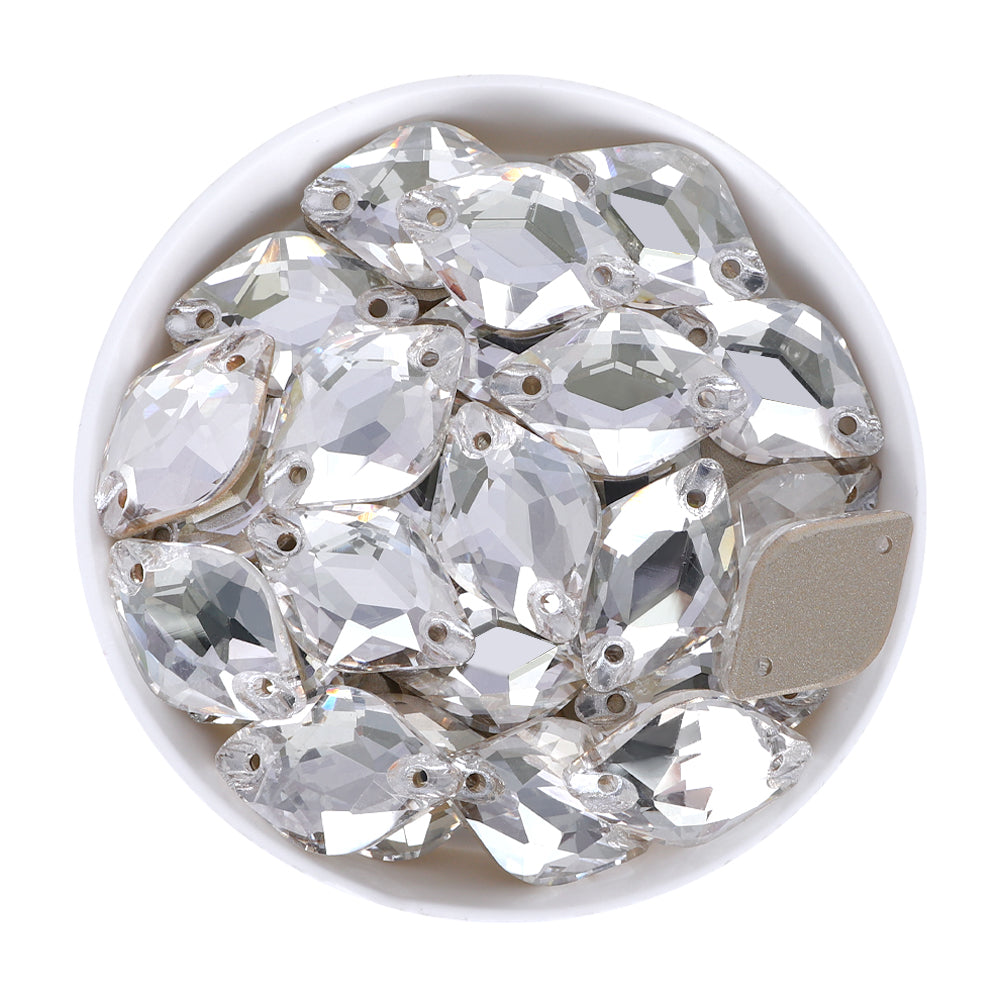 Silver Shade Lemon Shape High Quality Glass Sew-on Rhinestones WholesaleRhinestone