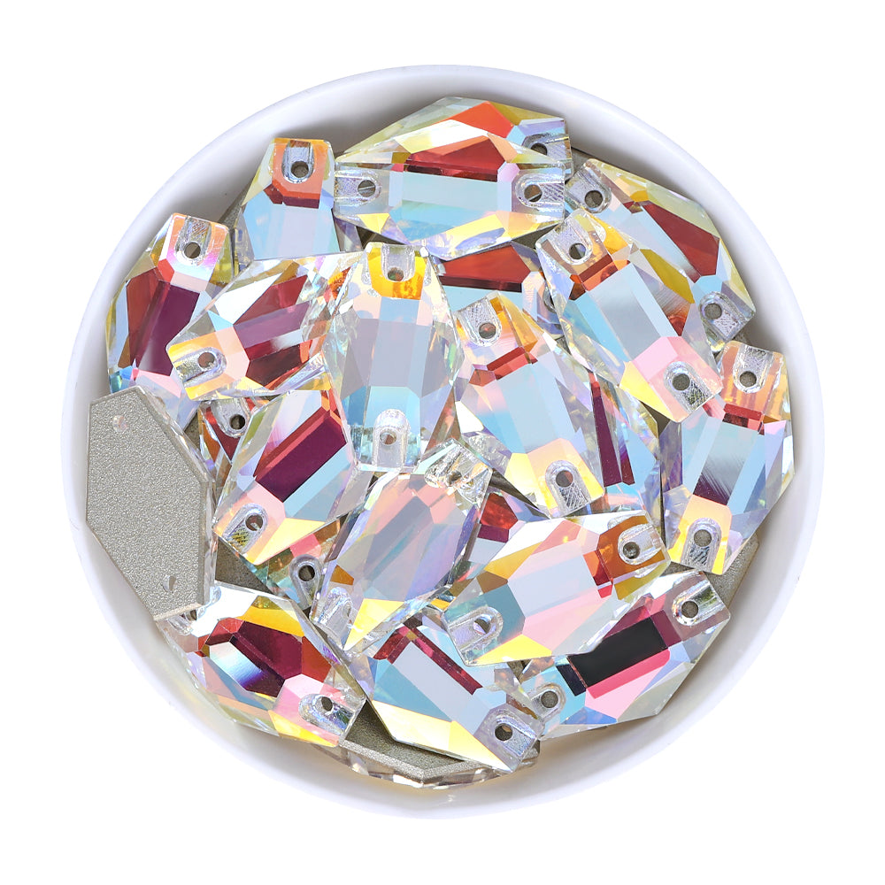 Light Crystal AB Hexagon Shape High Quality Glass Sew-on Rhinestones WholesaleRhinestone