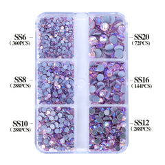 Mixed Sizes 6 Grid Box Light Pink AB Glass HotFix Rhinestones For Clothing DIY WholesaleRhinestone