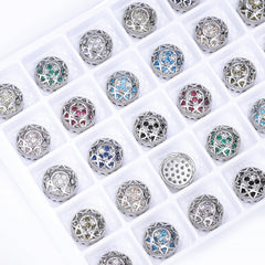 Round Shape Imitation Rhodium Plated High-Quality Sew-on Alloy Charms Inlaid Cubic Zirconia WholesaleRhinestone