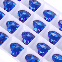 Bermuda Blue Heart Shape High Quality Glass Sew-on Rhinestones WholesaleRhinestone