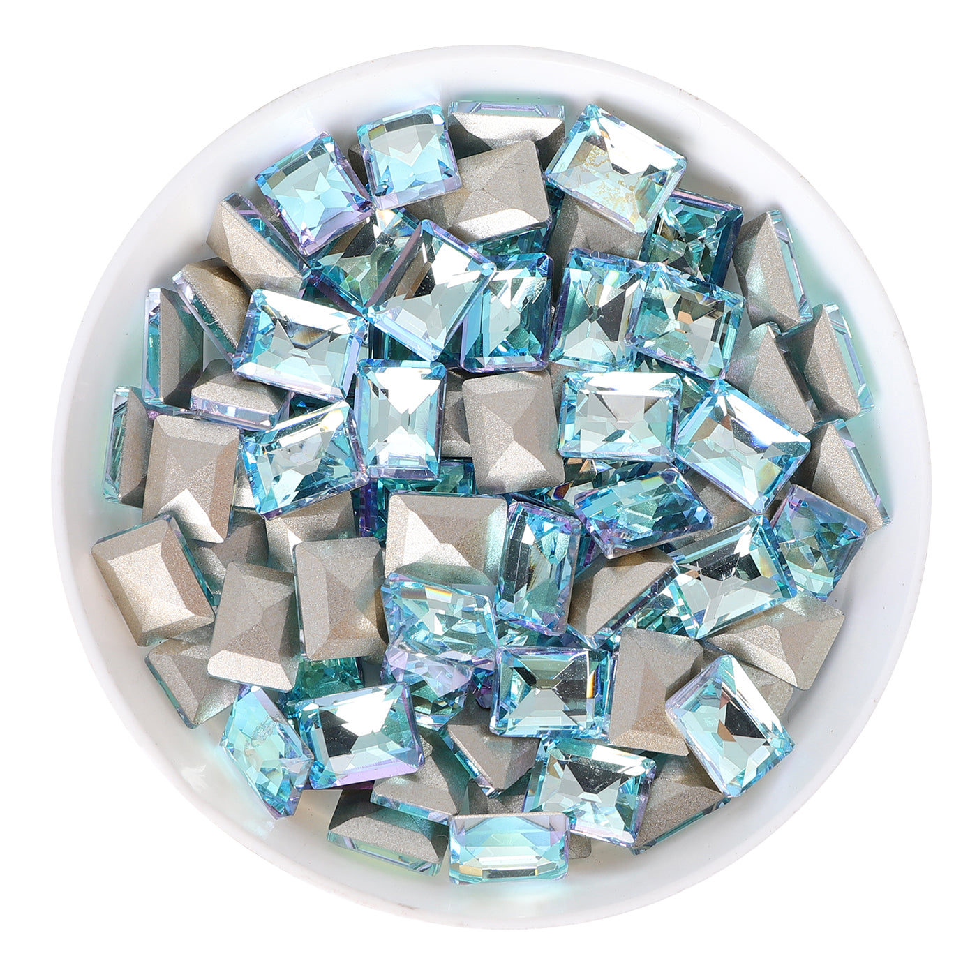 Blue Fairy Rectangle Shape Glass Pointed Back Fancy Rhinestones WholesaleRhinestone