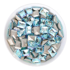 Blue Fairy Rectangle Shape Glass Pointed Back Fancy Rhinestones WholesaleRhinestone