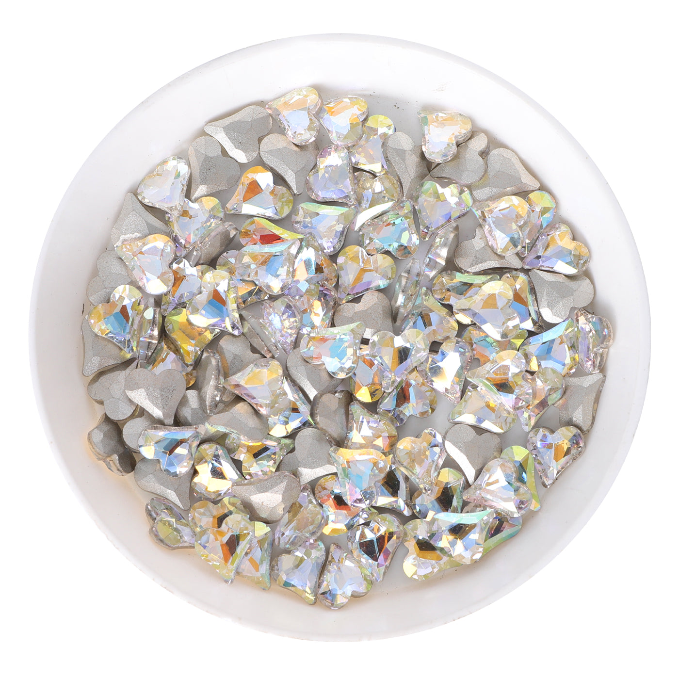 Sweet Heart Shape Cognac White Glass Pointed Back Fancy Rhinestones WholesaleRhinestone