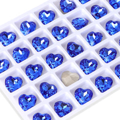 Light Sapphire Heart Shape High Quality Glass Pointed Back Fancy Rhinestones WholesaleRhinestone