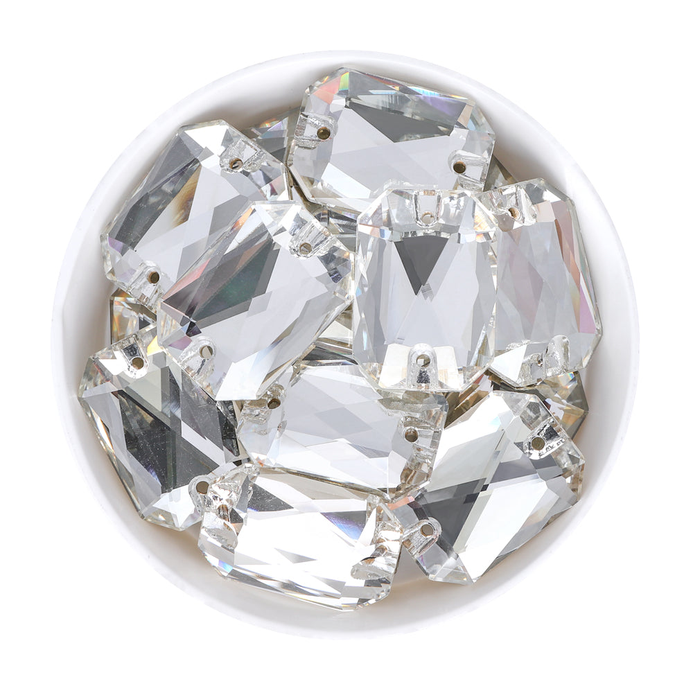 Silver Shade Octagon Shape High Quality Glass Sew-on Rhinestones WholesaleRhinestone