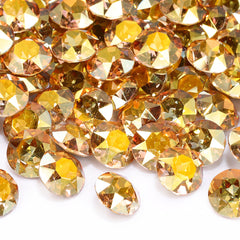 Metallic Sunshine Gemstone Flower Shape High Quality Glass Pointed Back Fancy Rhinestones WholesaleRhinestone