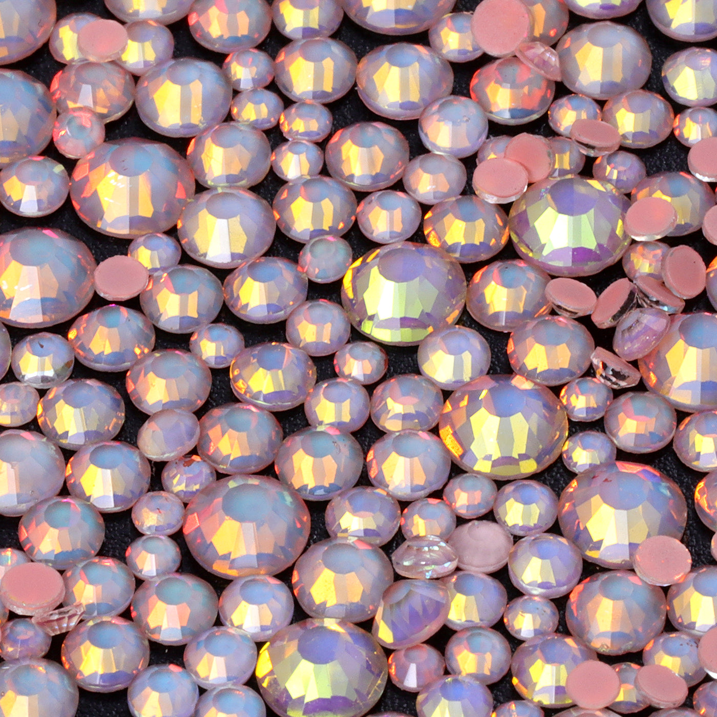 Mixed Sizes Mocha Opal Coral Reef Glass Flat Back Rhinestones For Nail Art WholesaleRhinestone