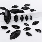 Mixed Sizes Jet Navette Shape High Quality Glass Sew-on Rhinestones WholesaleRhinestone