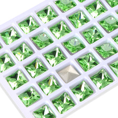 Peridot Princess Square Shape High Quality Glass Pointed Back Fancy Rhinestones WholesaleRhinestone