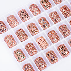 Octagon Shape Rose Gold Plated High-Quality Sew-on Alloy Charms Inlaid Cubic Zirconia WholesaleRhinestone