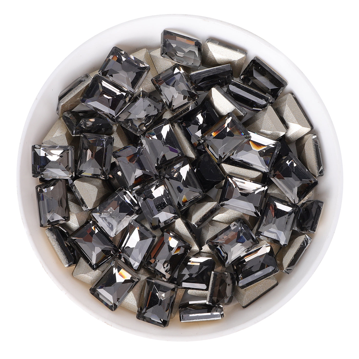 Black Diamond Rectangle Shape Glass Pointed Back Fancy Rhinestones WholesaleRhinestone