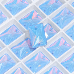 Light Sapphire AM Rectangle Shape High Quality Glass Sew-on Rhinestones