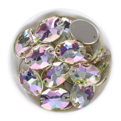Luminous Green Oval Shape High Quality Glass Sew-on Rhinestones WholesaleRhinestone
