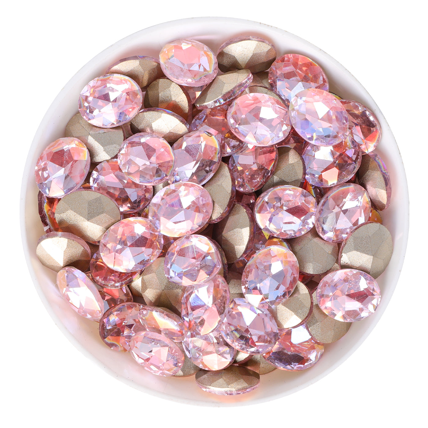 Cognac Pink Oval Shape Glass Pointed Back Fancy Rhinestones WholesaleRhinestone