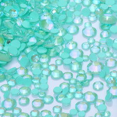 Mixed Sizes Neon Turquoise AB Glass Flat Back Rhinestones For Nail Art WholesaleRhinestone