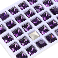 Amethyst Princess Square Shape High Quality Glass Pointed Back Fancy Rhinestones WholesaleRhinestone