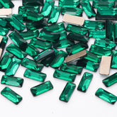 Rectangle Shape Dark Green Flat Back Fancy Rhinestones WholesaleRhinestone
