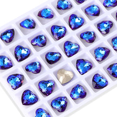 Bermuda Blue Heart Shape High Quality Glass Pointed Back Fancy Rhinestones WholesaleRhinestone