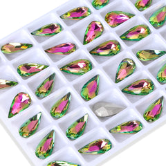 Vitrail Rose Teardrop Shape High Quality Glass Pointed Back Fancy Rhinestones WholesaleRhinestone