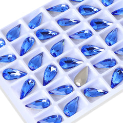 Light Sapphire Teardrop Shape High Quality Glass Pointed Back Fancy Rhinestones WholesaleRhinestone