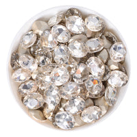 Glass ovale cristallino puntato posteriori di strass