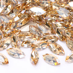 Golden Shadow Navette Shape High Quality Glass Pointed Back Fancy Rhinestones WholesaleRhinestone